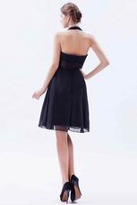 Pretty Black Halter V-neck Ruched Belt Short Prom Dress Styles