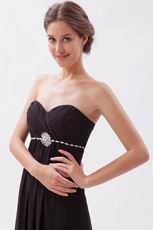 Romantic Sweetheart Black Chiffon Hand made Prom Dress