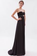 Romantic Sweetheart Black Chiffon Hand made Prom Dress