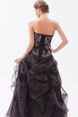 Modest Strapless Embroidery Corset Black Evening Dress