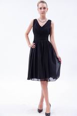 Hot Sell Ruched Black Chiffon Jr Homecoming Dress