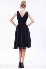 Hot Sell Ruched Black Chiffon Jr Homecoming Dress