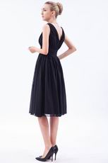 Hot Sell Ruched Black Chiffon Jr Homecoming Dress