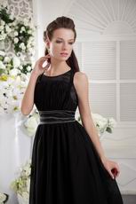 Black Scoop Knee-length Chiffon Sweet 16 Dress With Beading