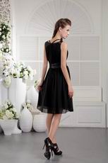 Black Scoop Knee-length Chiffon Sweet 16 Dress With Beading