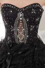 Black Short Organza Beaded Cocktail Dress For Girl