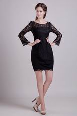 Black Scoop Neck Long Lace Sleeves Short Prom Dress Online