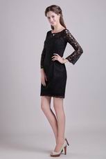 Black Scoop Neck Long Lace Sleeves Short Prom Dress Online