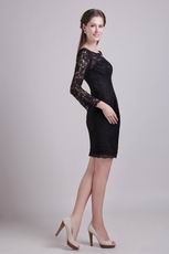 Black Scoop Neck Long Lace Sleeves Short Prom Dress Online