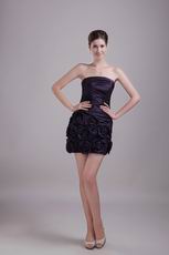 Dark Purple Graduation Dress With Handmade Flowers Skirt