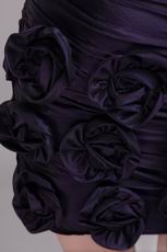Dark Purple Graduation Dress With Handmade Flowers Skirt