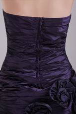 Dark Purple Graduation Dress With Handmade Flowers Skirt