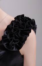 Ruffled V Neckline Sheath Mini Black Short Evening Dresses