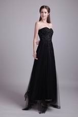 Sweetheart Applique Black Formal Prom Dress Customized Tailoring