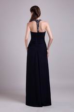 Top Designer Prom Dress With Halter Black Chiffon Skirt