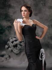 Mermaid One Shoulder High Low Taffeta Skirt Black Prom Dress