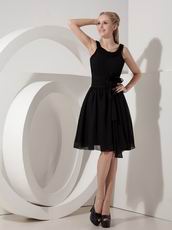 Scoop Black Chiffon Short Dress To Bridal Mother Wear