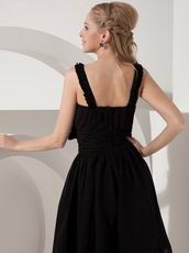 Scoop Black Chiffon Short Dress To Bridal Mother Wear