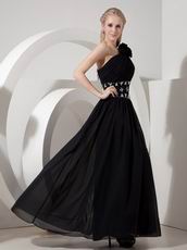 Floor Length Black Chiffon Dress For Formal Evening Wear