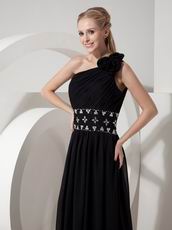 Floor Length Black Chiffon Dress For Formal Evening Wear