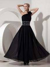 Floor Length Black Chiffon Dress For Formal Evening Wear