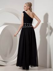 Floor Length Black Chiffon Dress For Formal Evening Wear