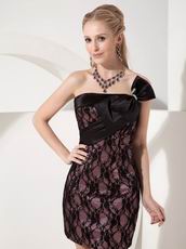 Mum Wear Strapless Column Homecoming Dress With Black Lace