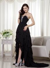 Black High-low Skirt Prom Dress Wear To 2014 Prom Cheap Sale