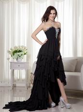 Black High-low Skirt Prom Dress Wear To 2014 Prom Cheap Sale