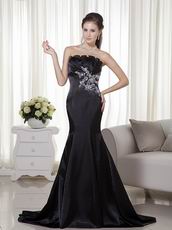 Black Mermaid Appliques Pageant Prom Evening Dresses