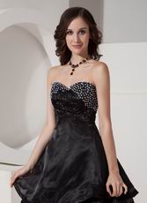 Discount Beaded Cascade A-line Black Skirt Short La Prom Dress