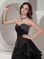 Discount Beaded Cascade A-line Black Skirt Short La Prom Dress