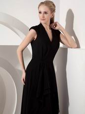 V Neck Cheap Black Chiffon Dress For Mother Of The Bride