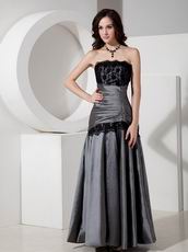 Strapless Dimgray Mother Of The Bride Dress With Black Lace