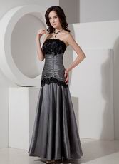 Strapless Dimgray Mother Of The Bride Dress With Black Lace