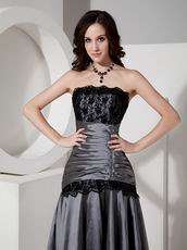 Strapless Dimgray Mother Of The Bride Dress With Black Lace