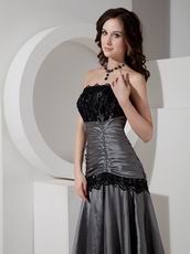 Strapless Dimgray Mother Of The Bride Dress With Black Lace