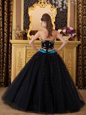 Cheap Black Tulle Skirt Dress For Girls Quinceanra Party