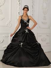 Black Halter Ball Skirt Quinceanera Young Women Wear