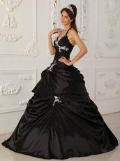 Black Halter Ball Skirt Quinceanera Young Women Wear