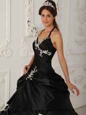 Black Halter Ball Skirt Quinceanera Young Women Wear