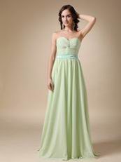 Long Chiffon Apple Green Dress For Bridesmaid Wear 2014