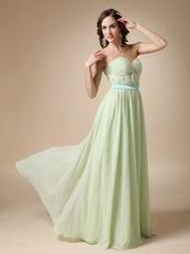 Long Chiffon Apple Green Dress For Bridesmaid Wear 2014