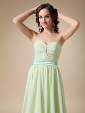 Long Chiffon Apple Green Dress For Bridesmaid Wear 2014