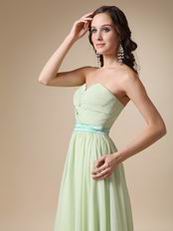 Long Chiffon Apple Green Dress For Bridesmaid Wear 2014