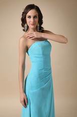 Aqua Blue High Low Chiffon Dress To Bridesmaid Wear