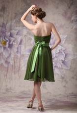 Strapless Olive Green Beach Bridesmaid Dress With Sash