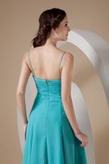 Spaghetti Straps Tea-length Chiffon Bridesmaid Dress