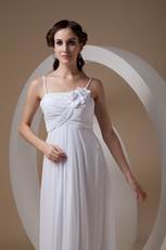 Spaghetti Straps Long Bridesmaid Dress With Hand Made Flower