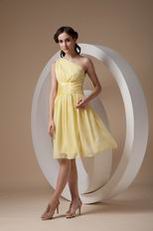 One Shoulder Knee-length Daffodil Chiffon Bridesmaid Dress